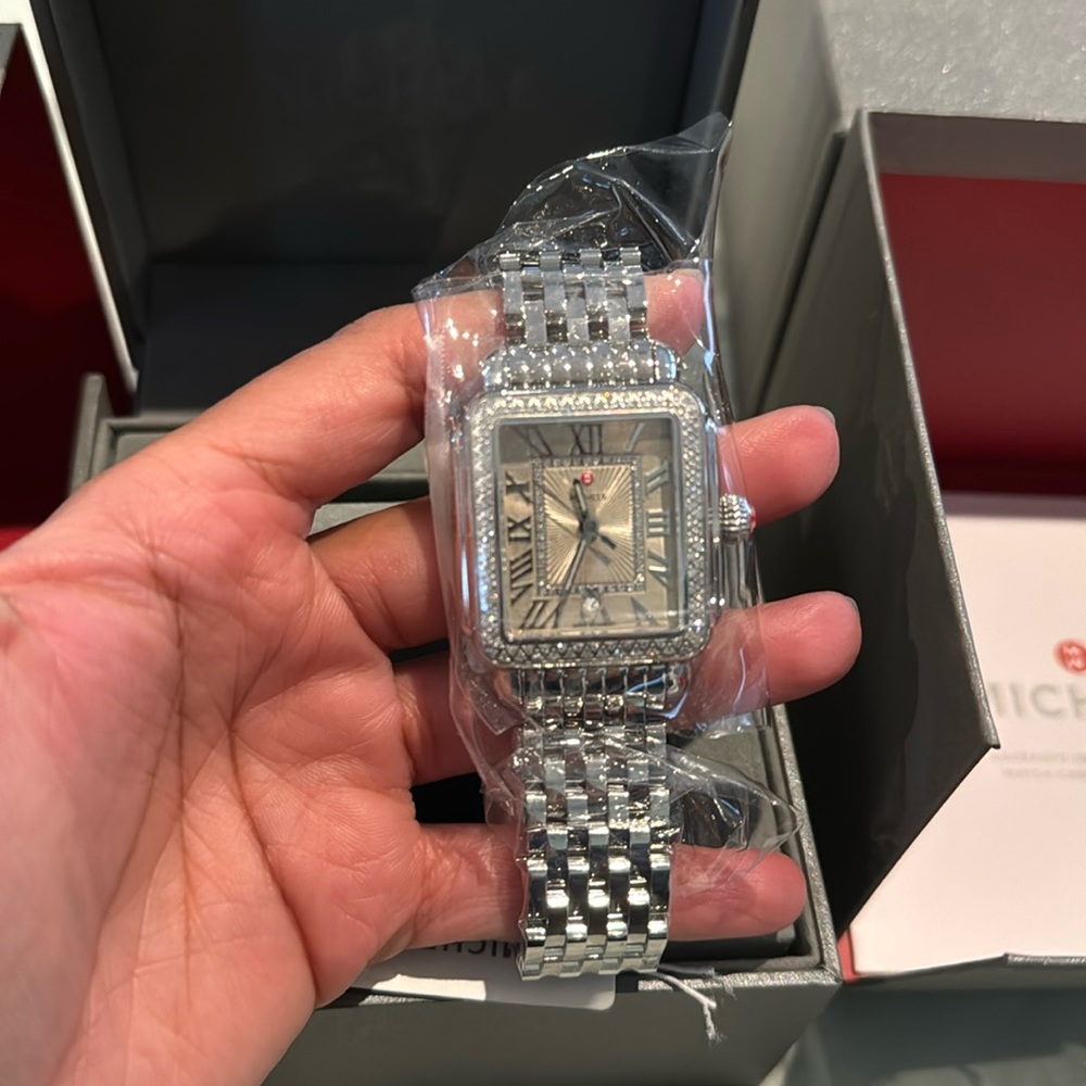 A Michele watch with diamonds.